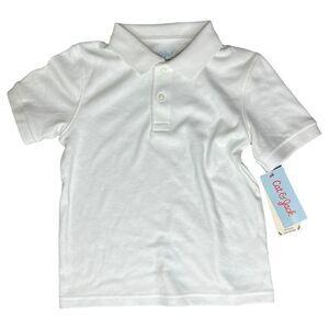 NEW Cat & Jack Toddler Short Sleeve Interlock Uniform Polo Shirt White 5T